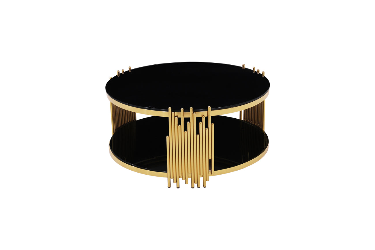 ROUND ETHAN COFFEE TABLE SILVER & GOLD