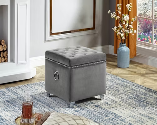 GREY STORAGE OTTOMAN