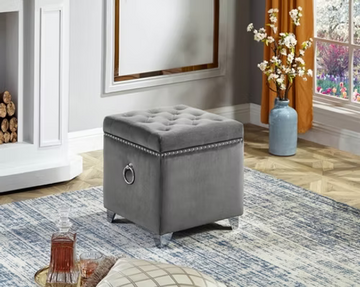 GREY STORAGE OTTOMAN