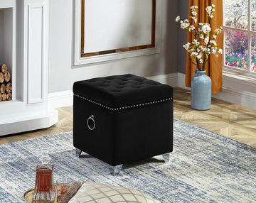 BLACK STORAGE OTTOMAN